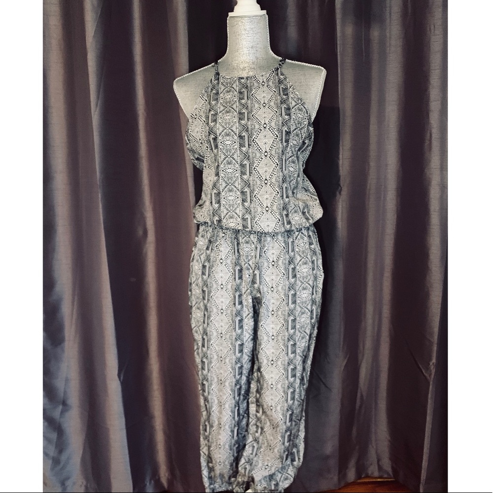 Aztec Print Black & White Jumpsuit